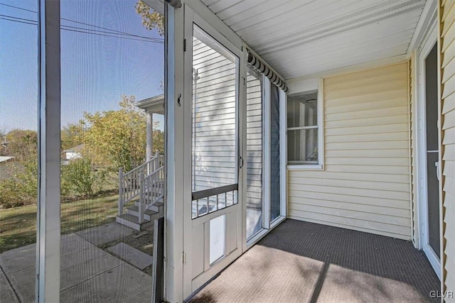 view of unfurnished sunroom