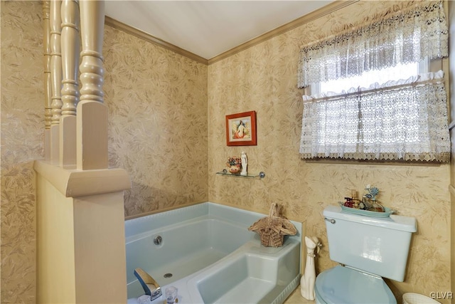 137 Outer Dr, Coolbaugh Twp, PA 18347 - full bath with a bath, ornamental molding, and wallpapered walls