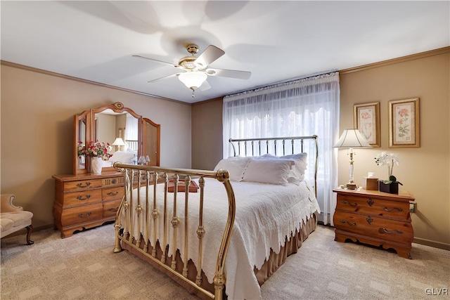 137 Outer Dr, Coolbaugh Twp, PA 18347 - carpeted bedroom featuring a ceiling fan and crown molding
