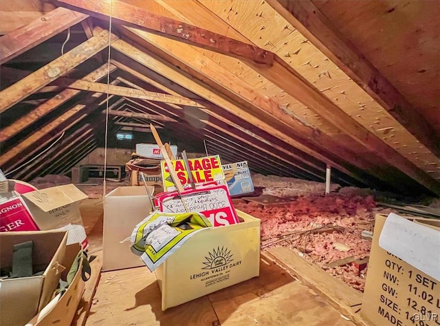 view of unfinished attic