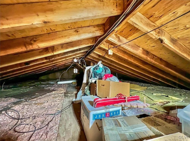 view of unfinished attic