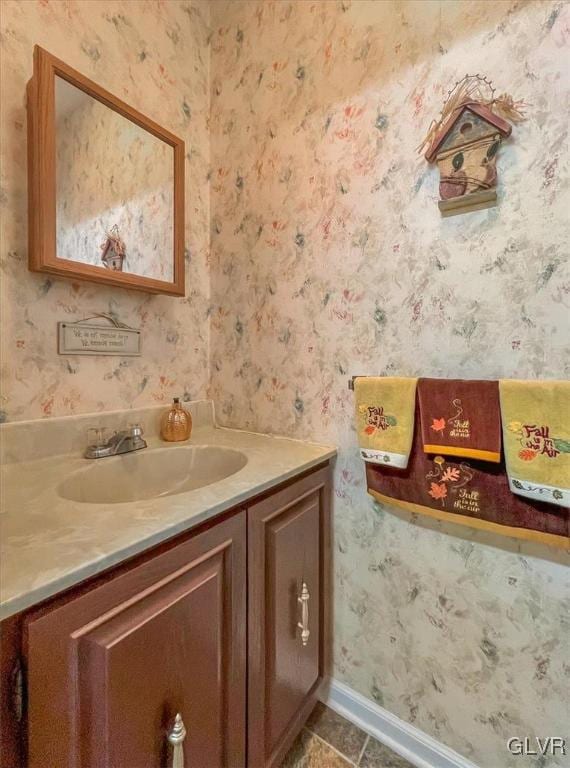 bathroom featuring vanity and tile patterned flooring