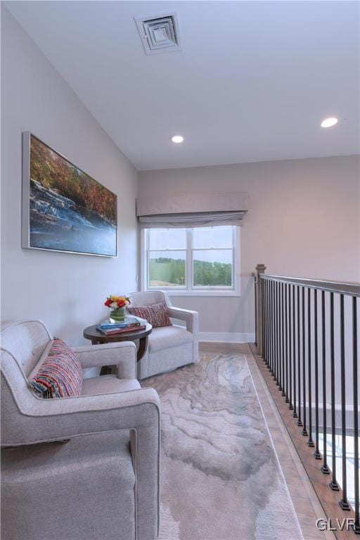 living room with hardwood / wood-style flooring