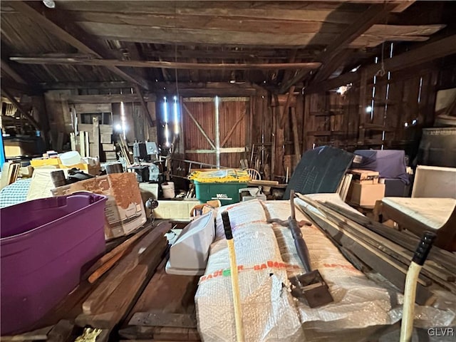 interior space featuring wood walls