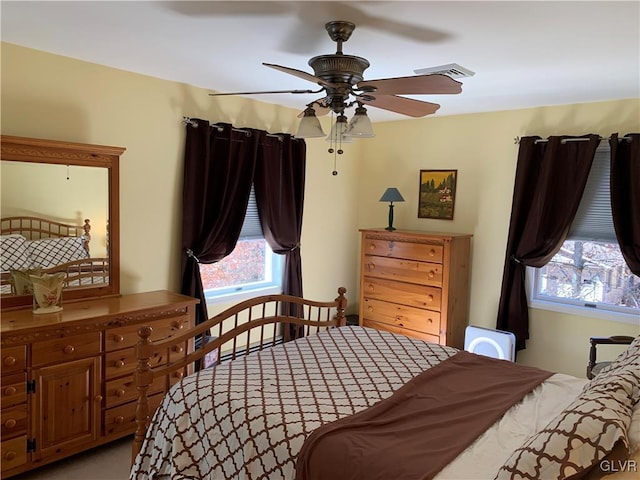 bedroom featuring ceiling fan