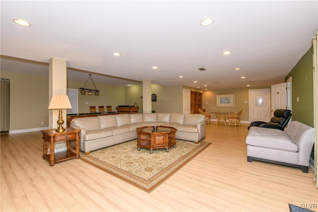 living room featuring light hardwood / wood-style floors