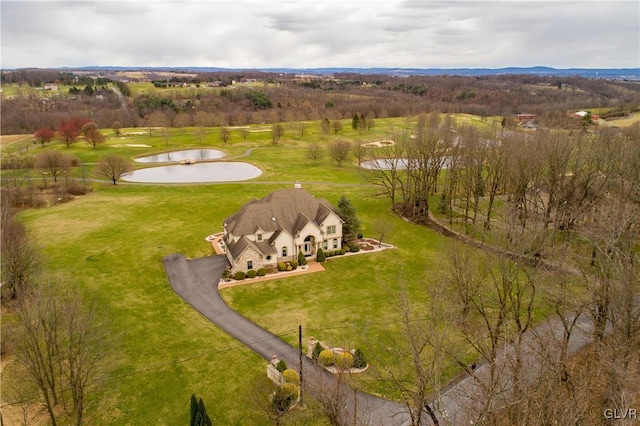 bird's eye view featuring a water view