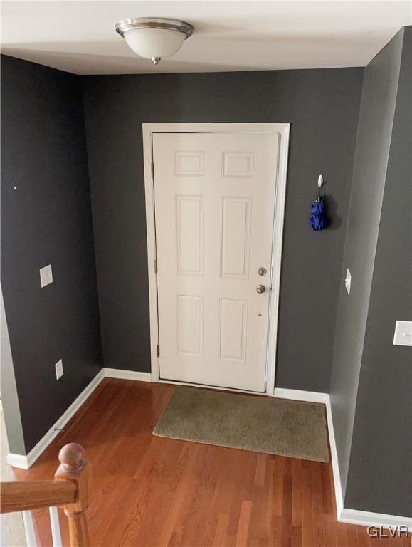 foyer with wood-type flooring