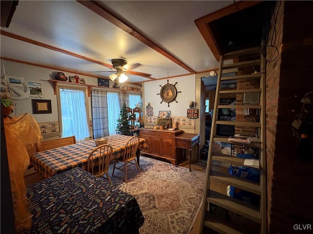 dining space featuring ceiling fan