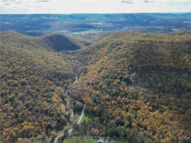 drone / aerial view with a mountain view