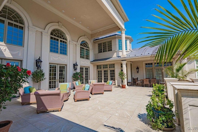 view of patio / terrace with outdoor lounge area and french doors