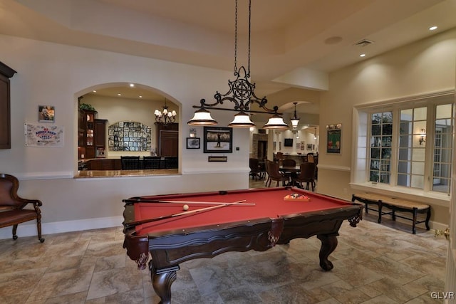 game room featuring billiards