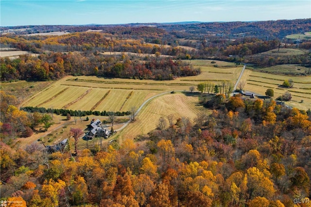 bird's eye view with a rural view