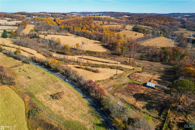 drone / aerial view with a rural view