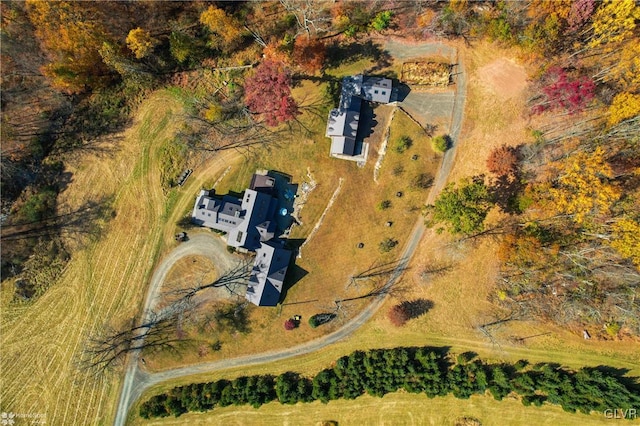 drone / aerial view with a rural view