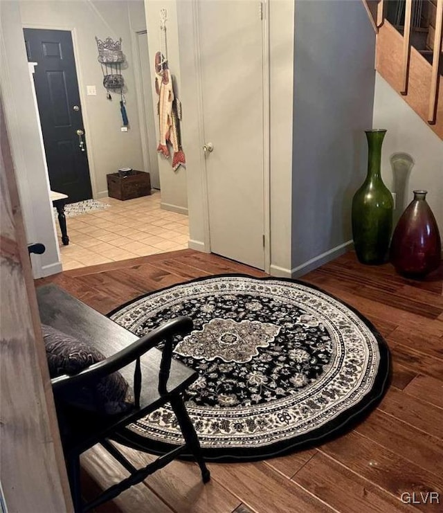 entrance foyer with light hardwood / wood-style floors