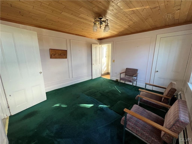 162 S Union St, Easton, PA 18042 - living area featuring wooden ceiling, carpet floors, and a decorative wall