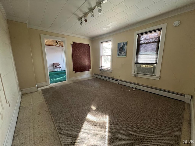 162 S Union St, Easton, PA 18042 - empty room with ornamental molding, a baseboard heating unit, and cooling unit