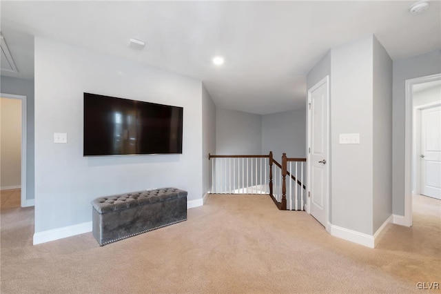 living room with light carpet