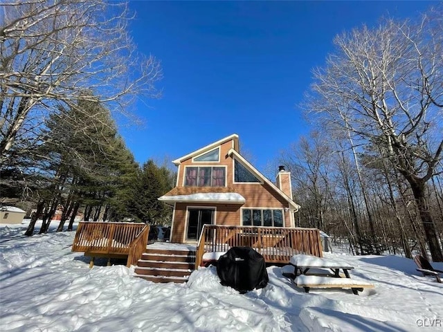 view of front of house with a deck