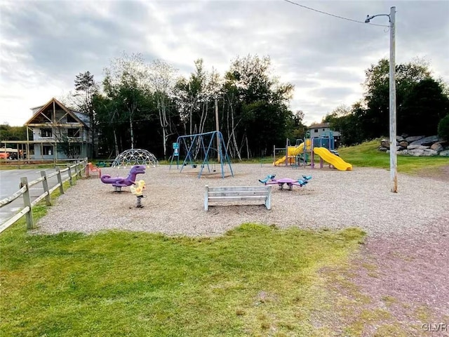 view of playground with a yard