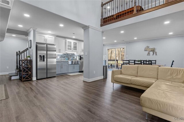 living room with hardwood / wood-style floors