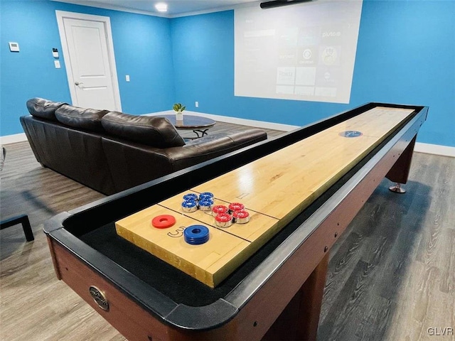 playroom with hardwood / wood-style floors