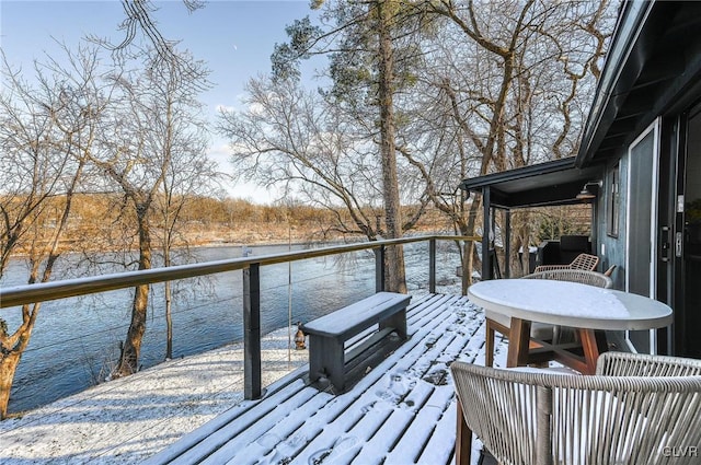 deck with a water view