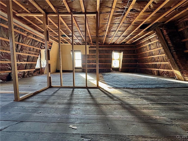 view of unfinished attic