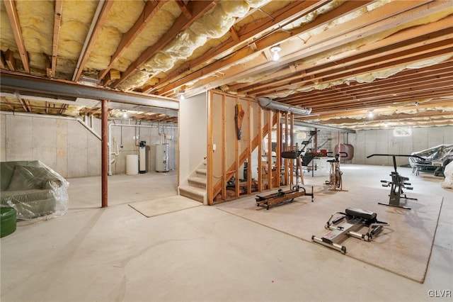 basement featuring gas water heater