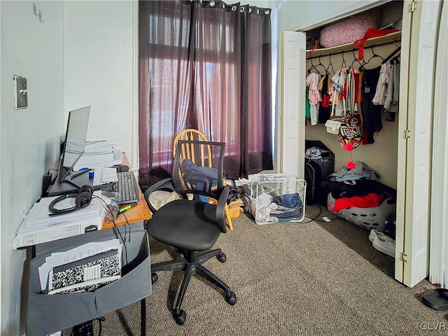 view of carpeted office space