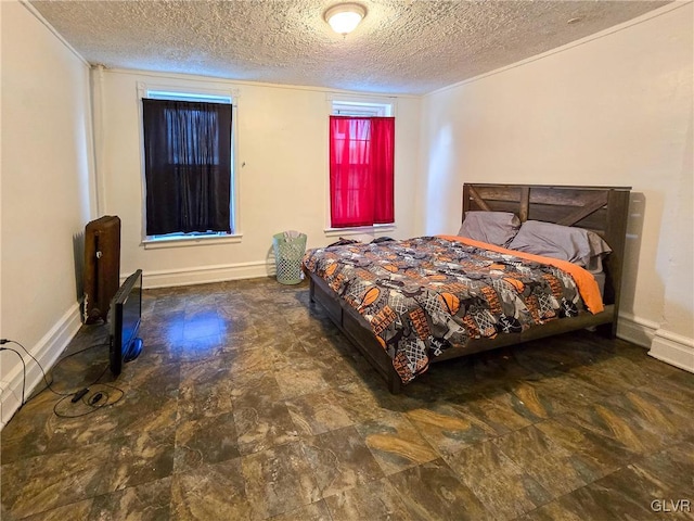 bedroom with a textured ceiling