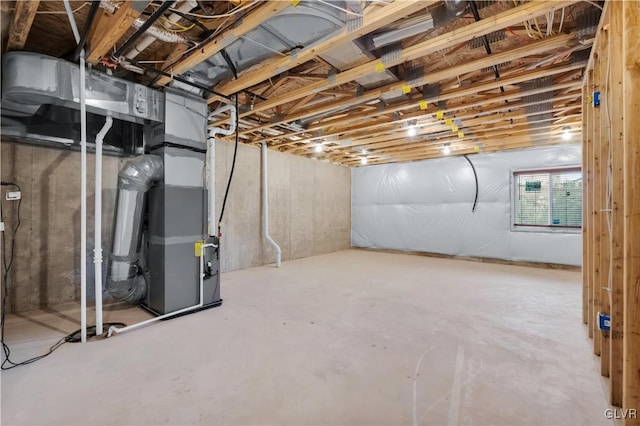 basement with heating unit