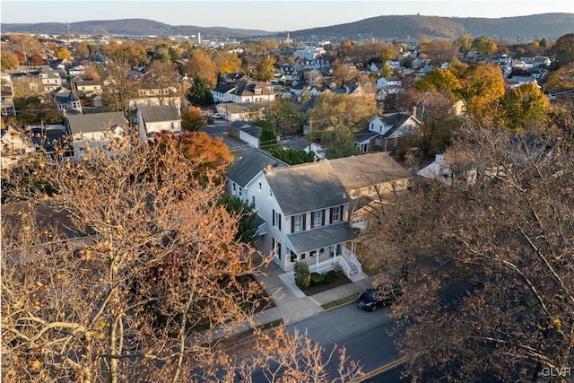 birds eye view of property featuring a mountain view