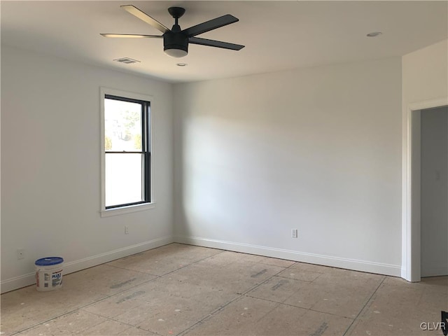 spare room featuring ceiling fan