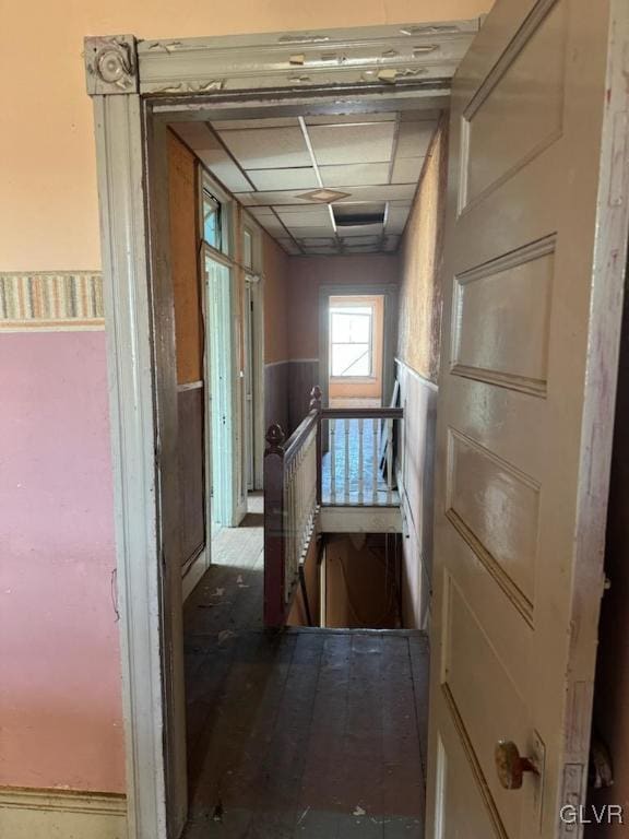 824 Wolf Ave, Easton, PA 18042 - hallway featuring an upstairs landing and wainscoting