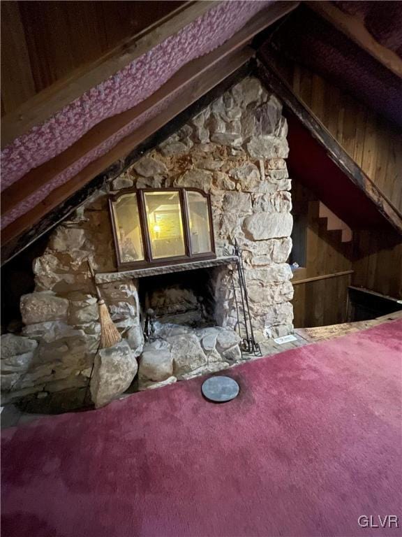 view of unfinished attic