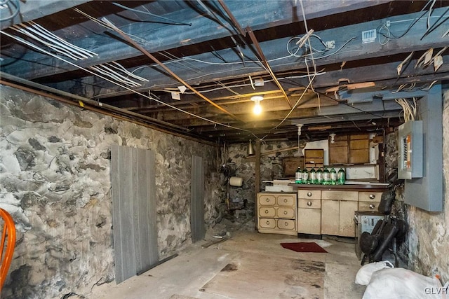 basement with electric panel