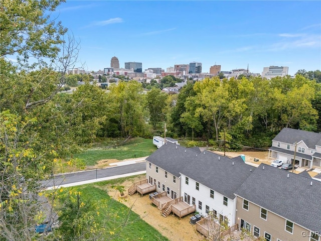 drone / aerial view with a view of city