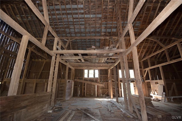 misc room with lofted ceiling