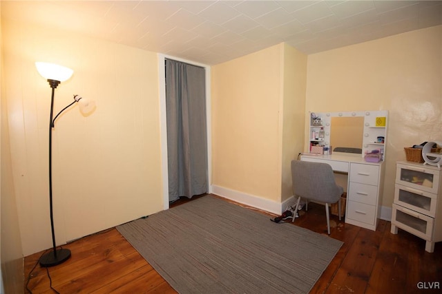 home office featuring dark wood-type flooring