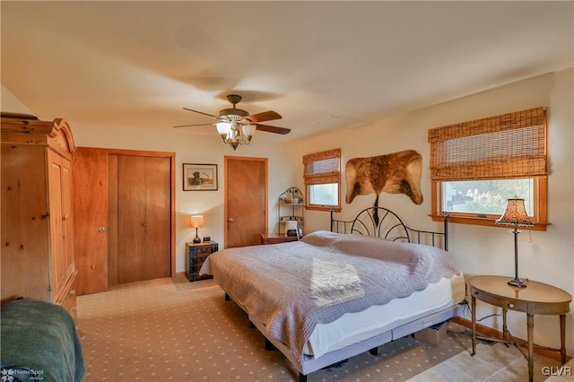 bedroom featuring ceiling fan