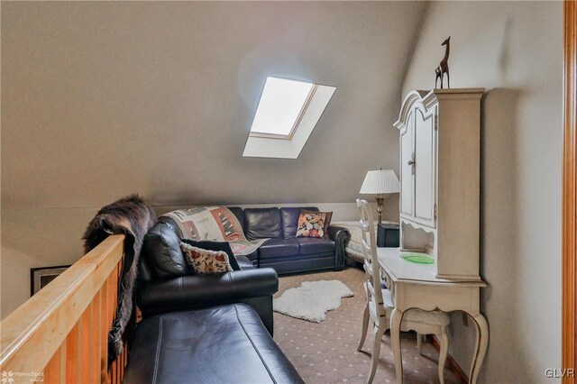 3479 Mango Dr, Lehigh Township, PA 18038 - carpeted living room with a skylight and lofted ceiling