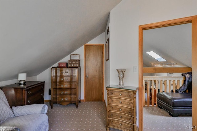 3479 Mango Dr, Lehigh Township, PA 18038 - carpeted bedroom with lofted ceiling and a skylight