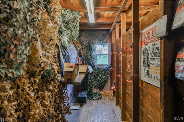 3479 Mango Dr, Lehigh Township, PA 18038 - interior space featuring hardwood / wood-style flooring and wooden ceiling