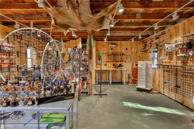 3479 Mango Dr, Lehigh Township, PA 18038 - misc room featuring concrete flooring and wood walls