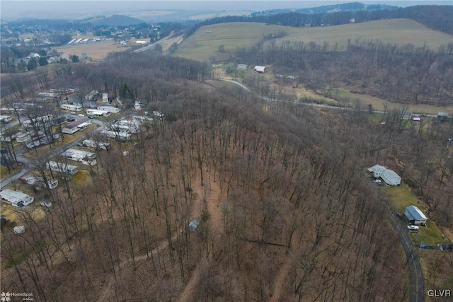 birds eye view of property with a rural view