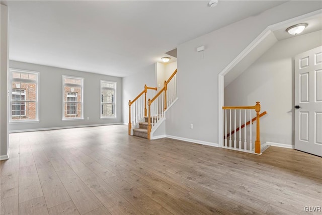 unfurnished living room featuring light hardwood / wood-style flooring