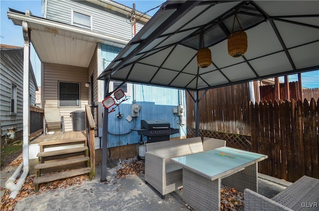 view of patio with a gazebo and area for grilling