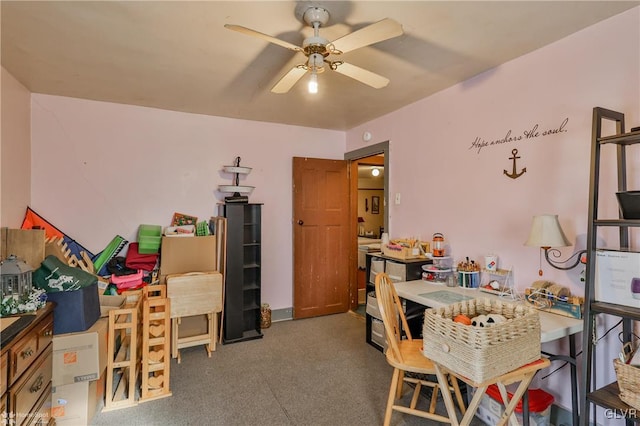 office space with ceiling fan